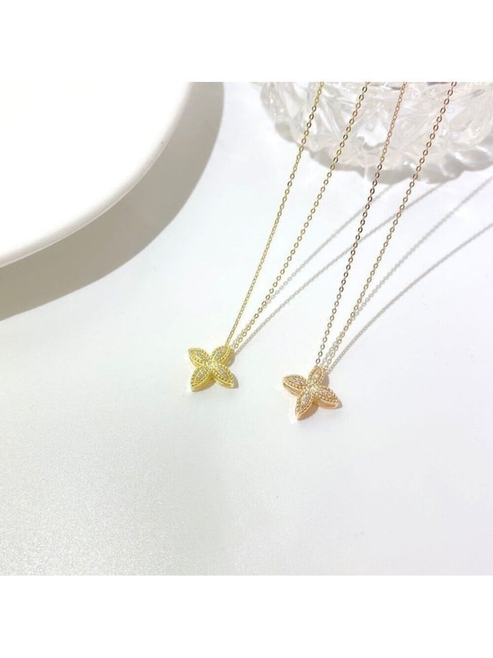 14kt GP Sterling Silver Clover Necklace - Picture 9 of 9